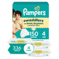 Pampers Swaddlers Disposable Baby Diapers Size 1, One Month Supply (198 Count) with Sensitive Water Based Baby Wipes 6X Pop-Top Packs (336 Count)