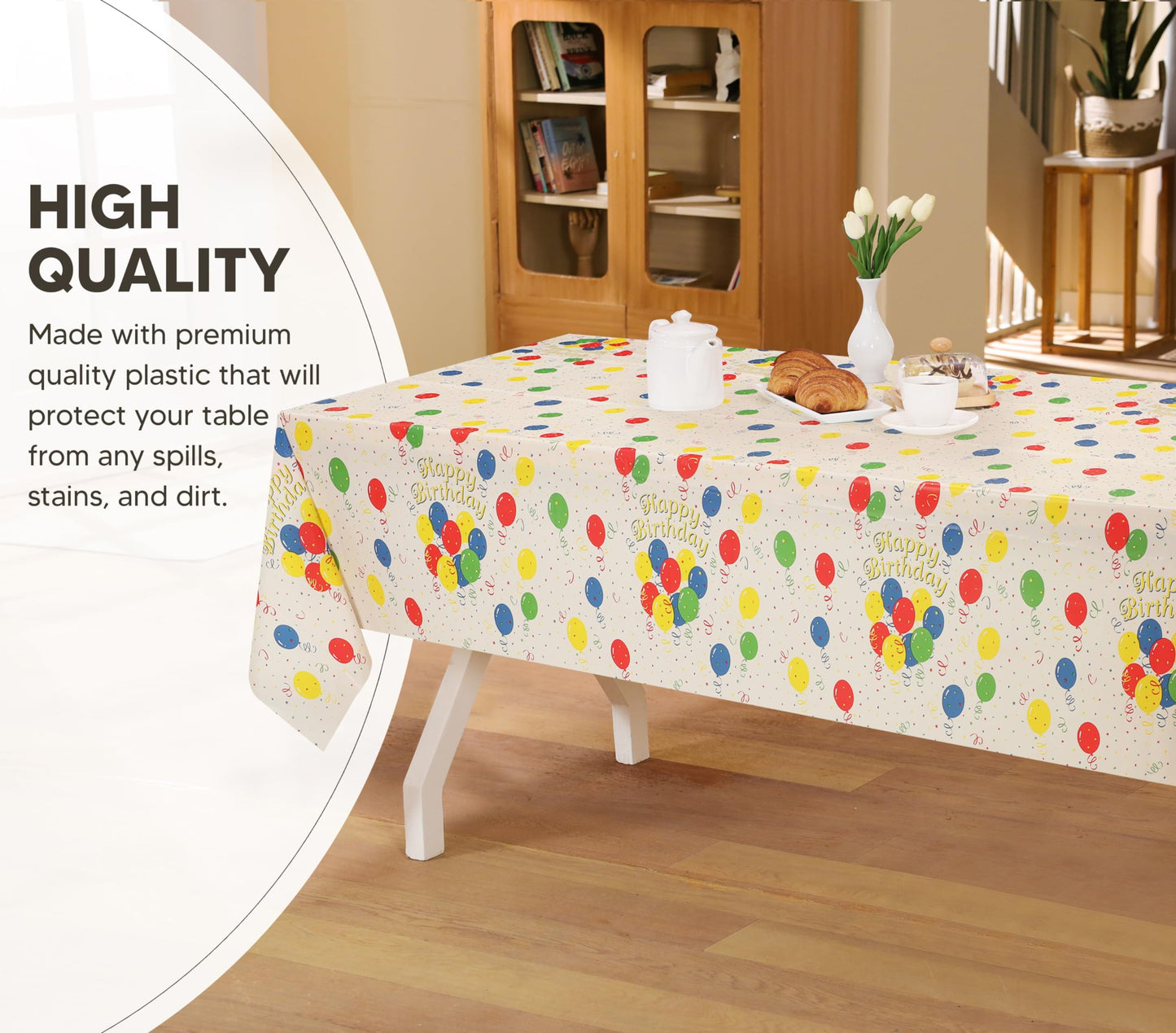 Utopia Kitchen Einweg-Tischdecke aus Kunststoff (12er Pack – 137x274 cm) Weiß Rechteckige Tischdecke Wasserdicht Schmutzabweisend Party-Tischdecke