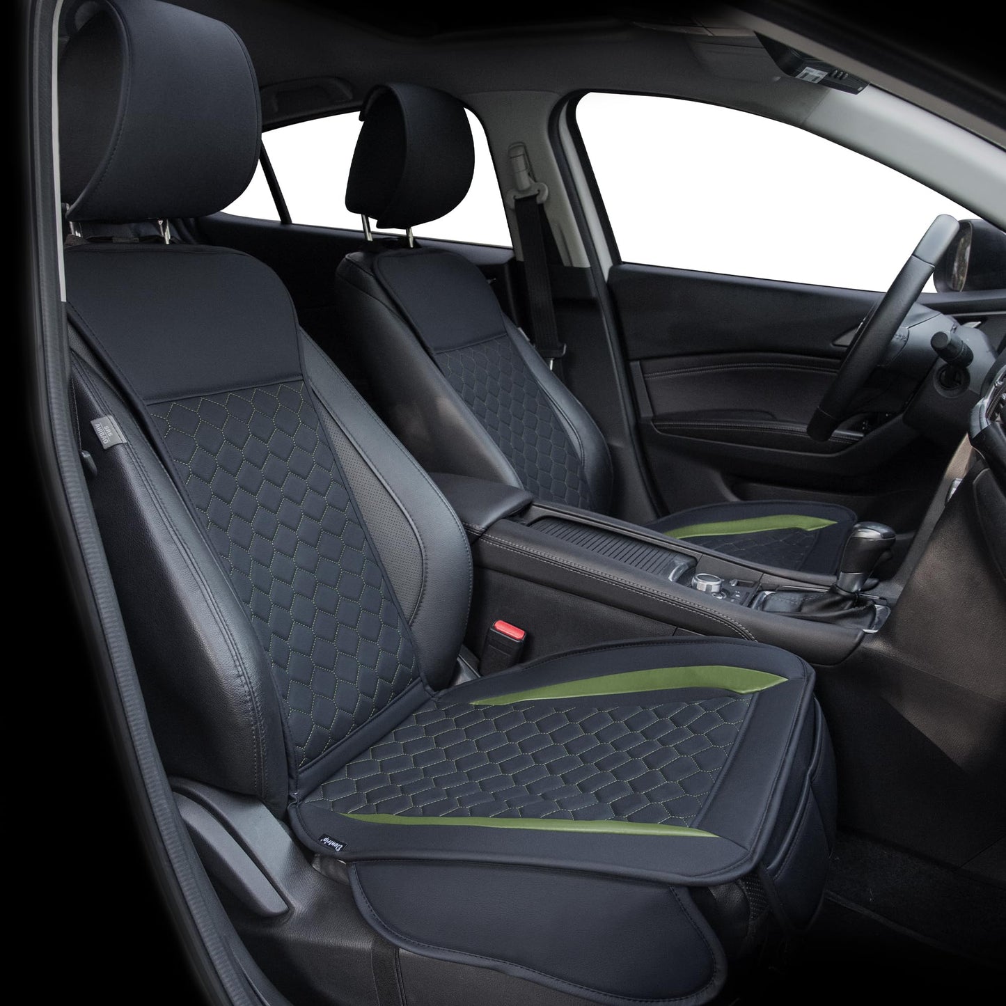 Elantrip 2PCs Front Car Seat Covers Leather Water Proof Seat Protector Universal fit for Most Cars SUVs and Trucks Black