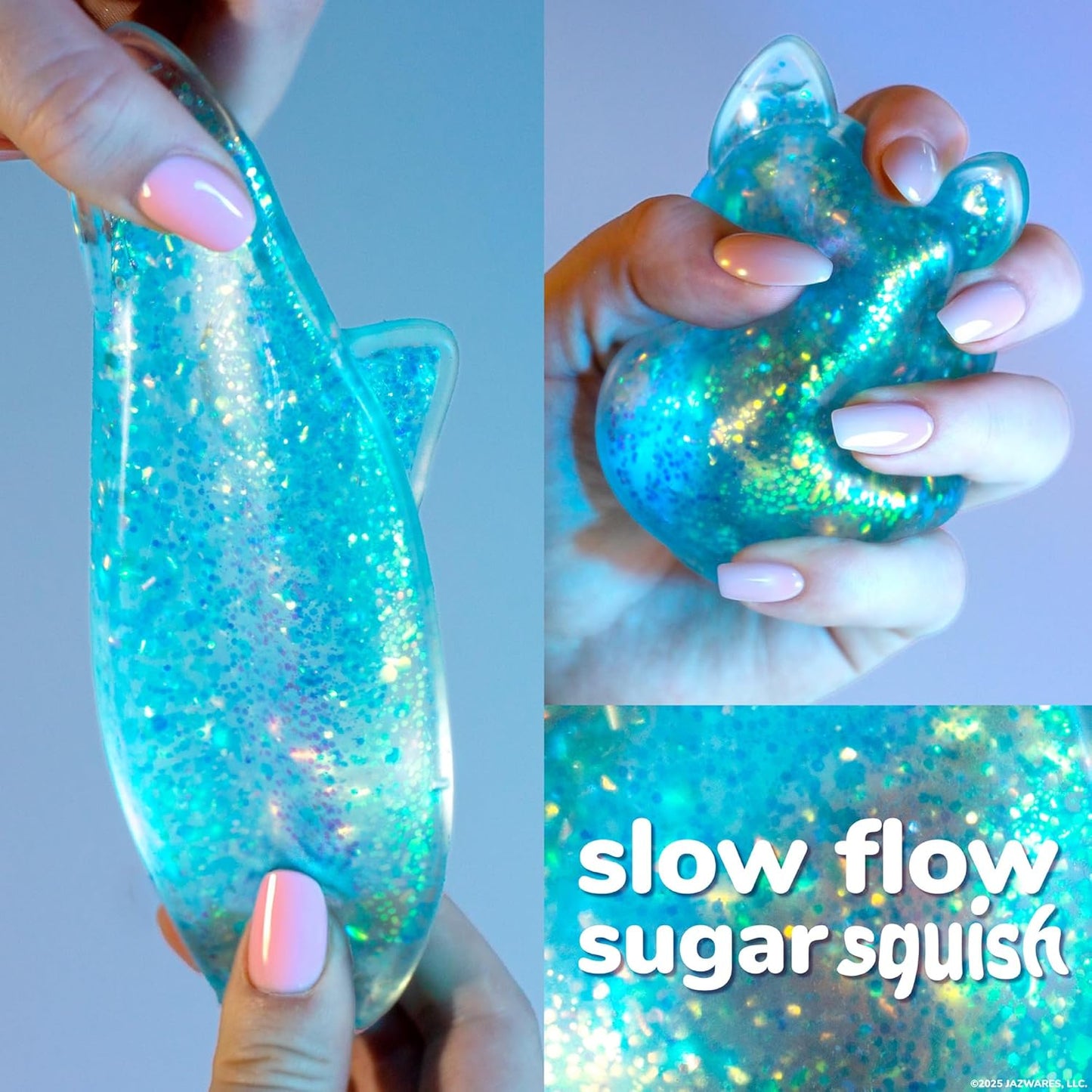 Original Squishmallows™ SLIMYGLOOP Blue Gelli Gels™, Slow Rising Sensory Squeeze Toy with Glitter, Gel Filled Fidget Toys