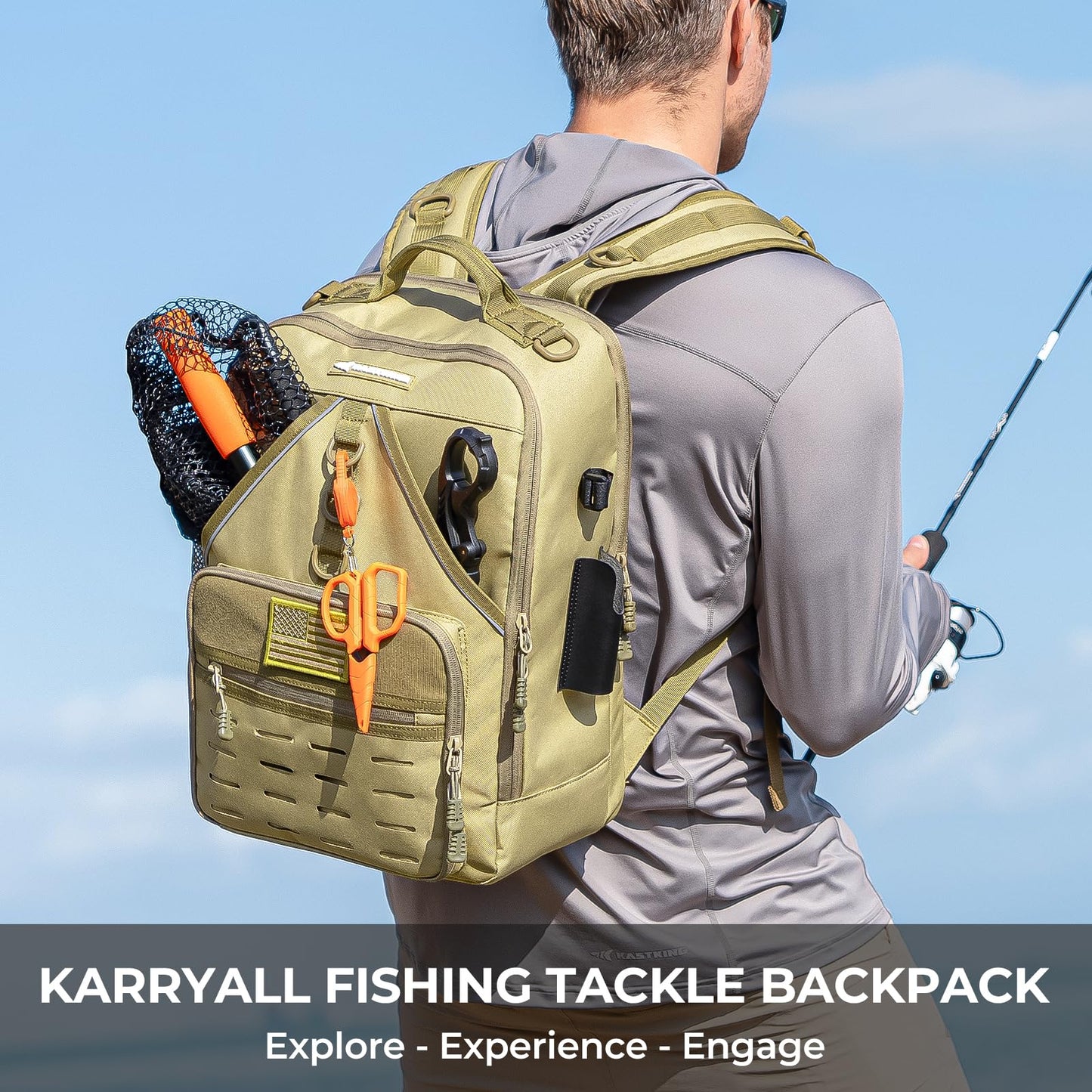 KastKing KarryAll Fishing Tackle Backpack with Rod Holder 4 Tackle Boxes,40/26L Tackle Bag Storage Fishing Gear and Equipment