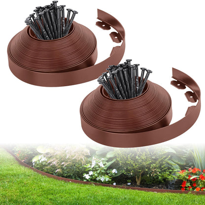 2-Inch x 66 FT Landscape Edging Border with 100 Spikes, No Dig Garden Border Edging Kit, Plastic Edging Border Flexible for Garden Flower Beds Lawn Yard Paver Pathway (Black)