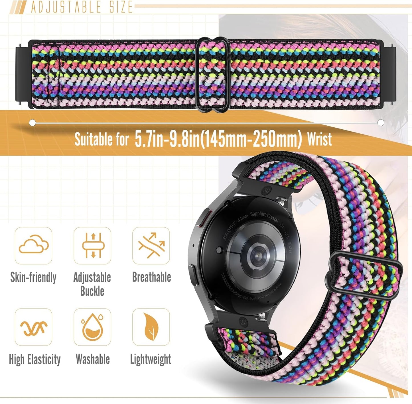 Runostrich Schnellverschluss-Nylon-Uhrenarmband - Breitenwahl - 18mm, 19mm, 20mm, 22mm, 24mm elastische Uhrenarmbänder verstellbares dehnbares Solo Loop Sport Nylon Ersatzarmband für Damen Herren, 3 Stück