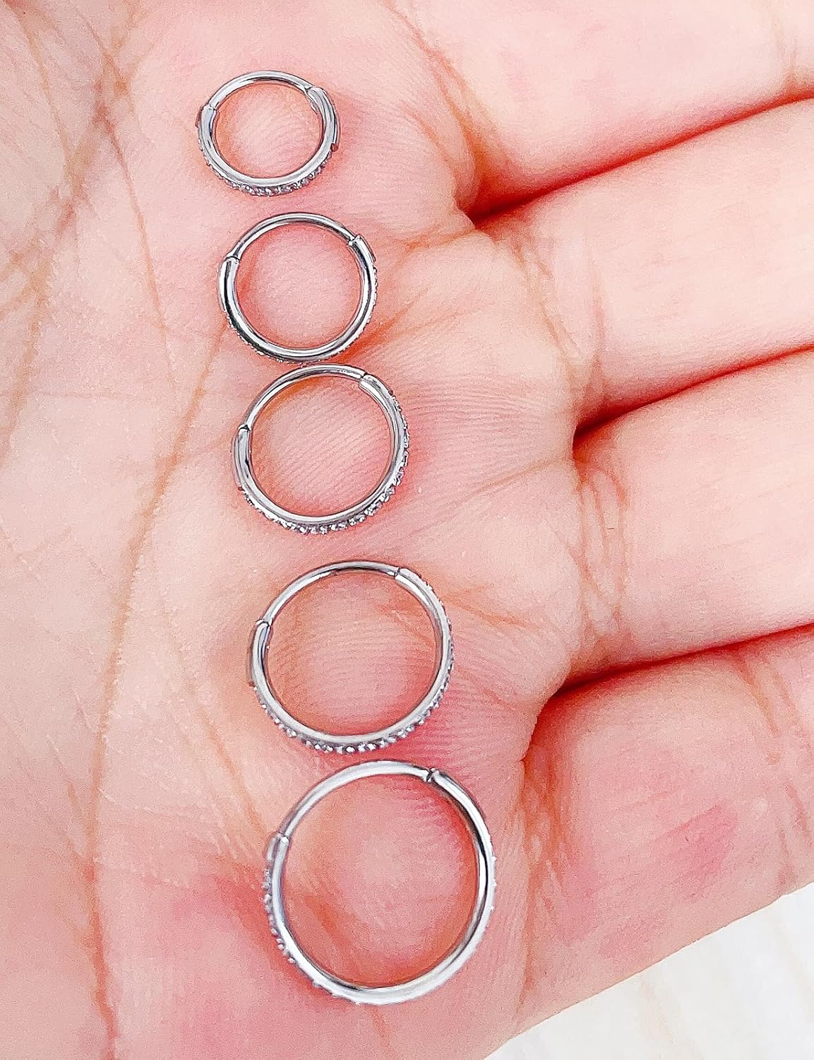 TDEBA Conch Piercing Schmuck, 316L Chirurgenstahl Segment Nasenring, CZ Knorpel Ohrringe, Lippenring, Segment Helix Rook Nahtloser Clicker Piercing Schmuck