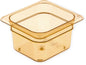 Carlisle FoodService Products StorPlus High-Heat 1/6-Size Food Pan, 4 Deep Food Storage Container with 1.7 Quart Capacity, High Heat Plastic, 1/6 Size, Amber, (Pack of 6)