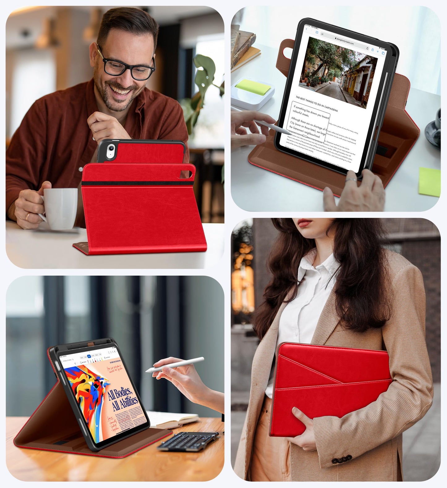 DTTO for iPad A16 Case, iPad 11th / 10th Generation Case (2025/2022), 360 Degree Rotating Premium Leather Folio Stand Cover with Pencil Holder, Brown
