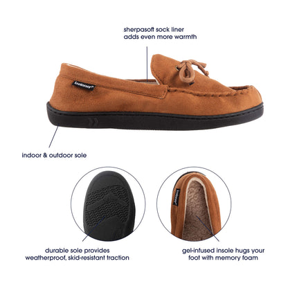 isotoner Men's Slip-on Indoor/Outdoor Microsuede Memory Foam Comfort Moccasin Slippers