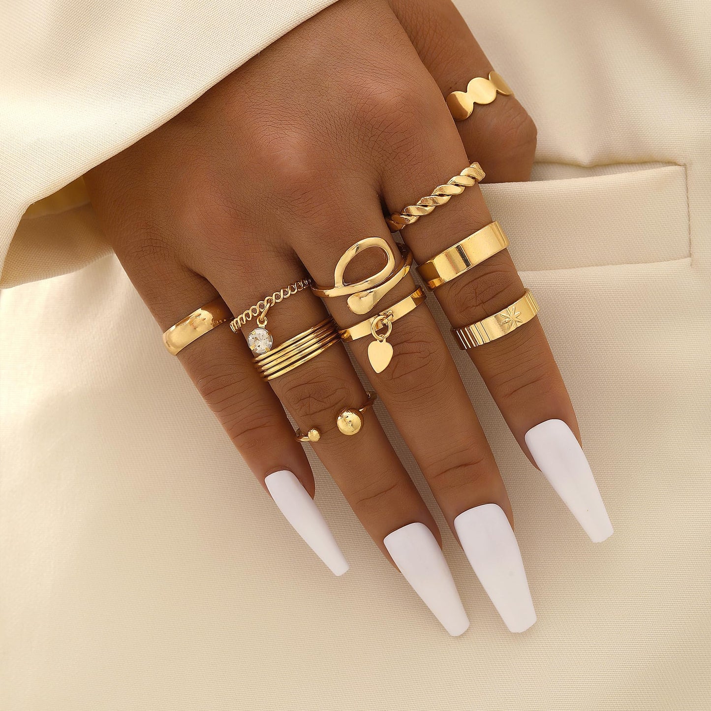 FAXHION 24-60 Pcs Gold Stackable Rings for Women, Knuckle Rings Chunky Gold Ring Set Dainty Stacking Cute Rings, Multiple Sizes Cute Jewelry Set Gift