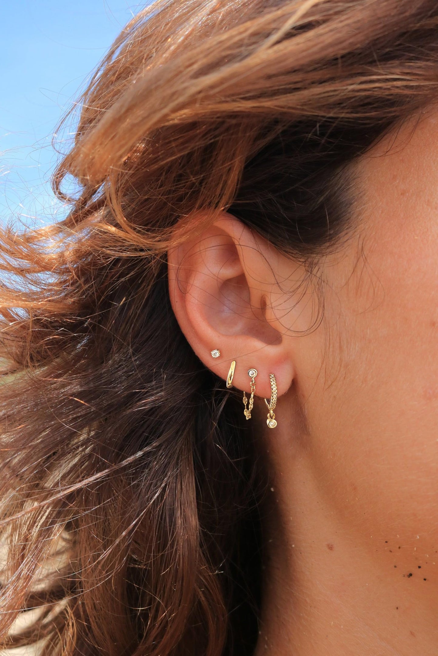 Gold Earrings For Women, Dainty Huggie Earrings Stack 14K Gold Plated Pearl Dangle Earrings for Women Trendy Cute Hypoallergenic Unique Gold Earring Stack Fashion Gold Jewelry Gifts