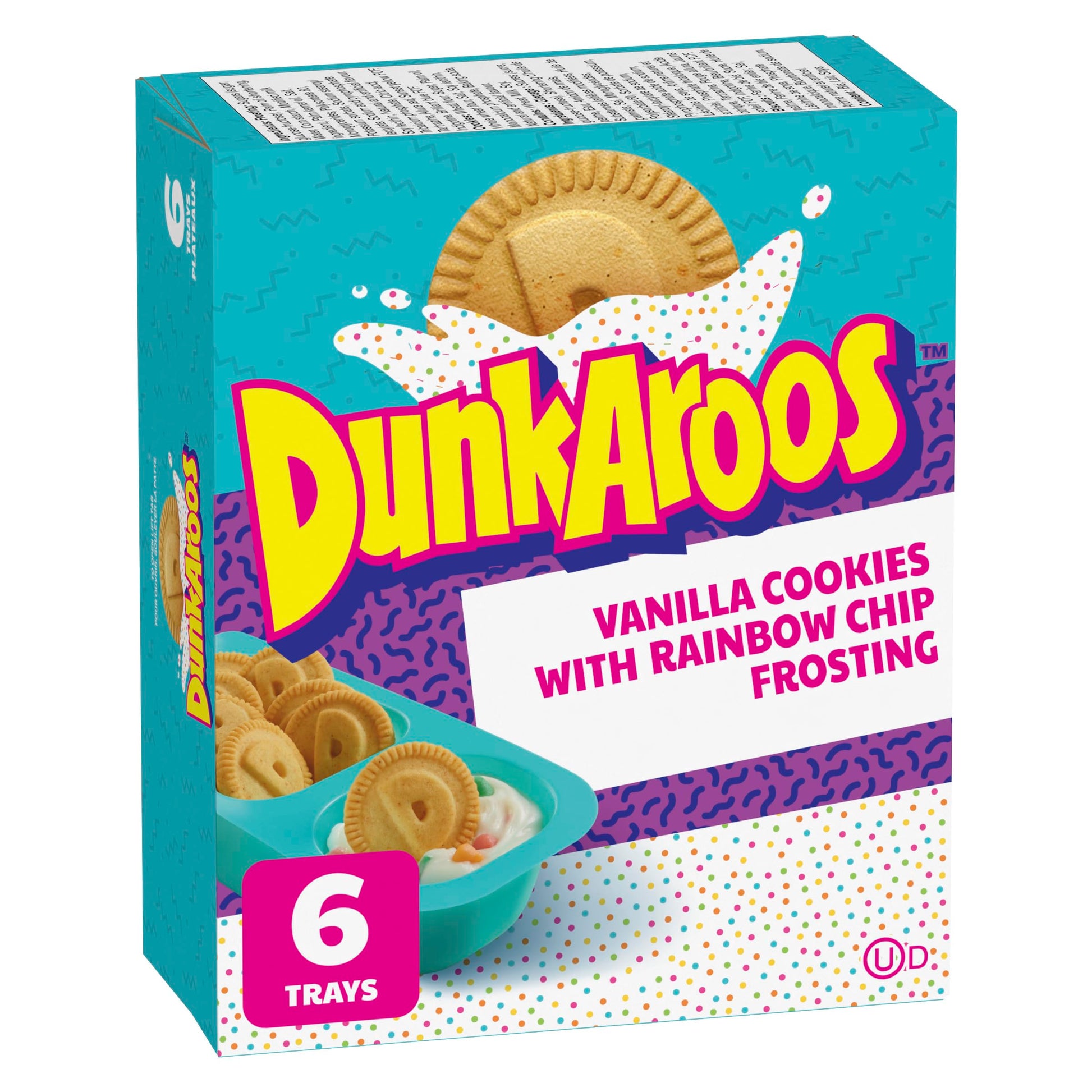 Betty Crocker DunkAroos, Vanilla Cookies with Rainbow Sprinkle Frosting, 6 x 28g/1 oz