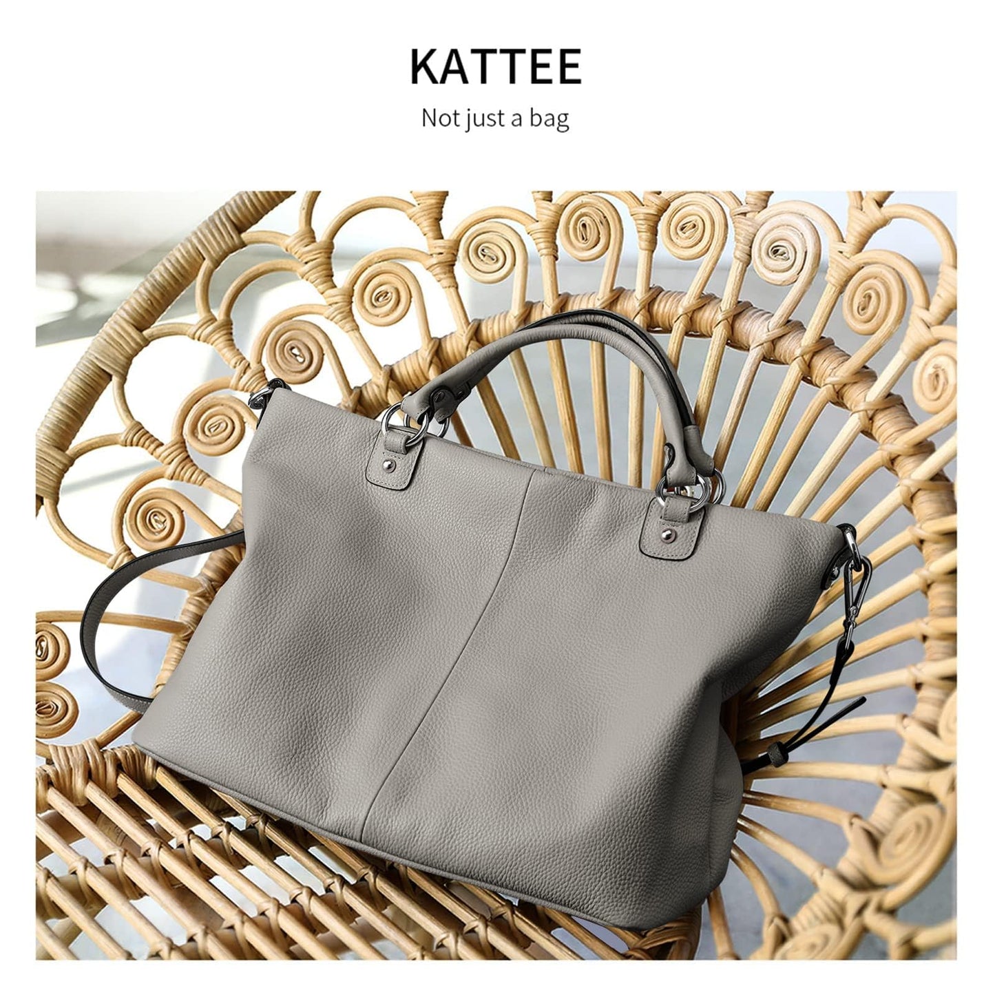 Kattee Damen Weiche Echtleder Tragetasche Schultertasche Handtasche