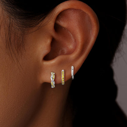 Inerney 14K Gold Plated Huggie Hoop Earrings for Women, Small Sterling Silver Earring Set Hypoallergenic Cartilage Helix Stacks, Mini Dainty Cute Trendy Birthstone Jewelry Gift for Multiple Piercings