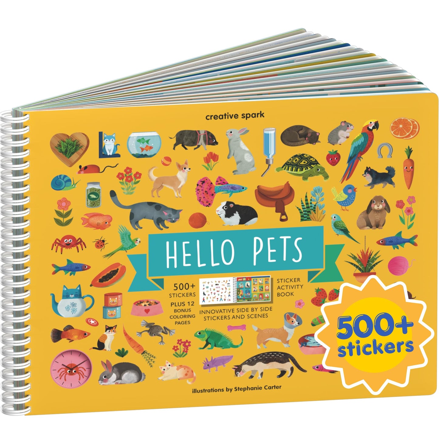 CUPKIN Animals Habitat 500+ Kids Sticker Book Toddler Airplane Travel Activity Coloring and Sticker Book, Road Trip Essentials, 12 Coloring Pages + 12 Scenes for Ages 2–8 Years