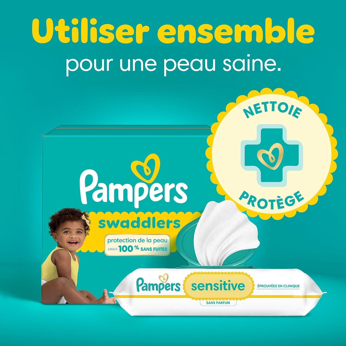 Pampers Swaddlers Windeln, Größe 0 (bis 4,5 kg), 84 Stück, Saugfähig, Hält Babys trocken und bequem, Hautverträgliche Einwegwindel