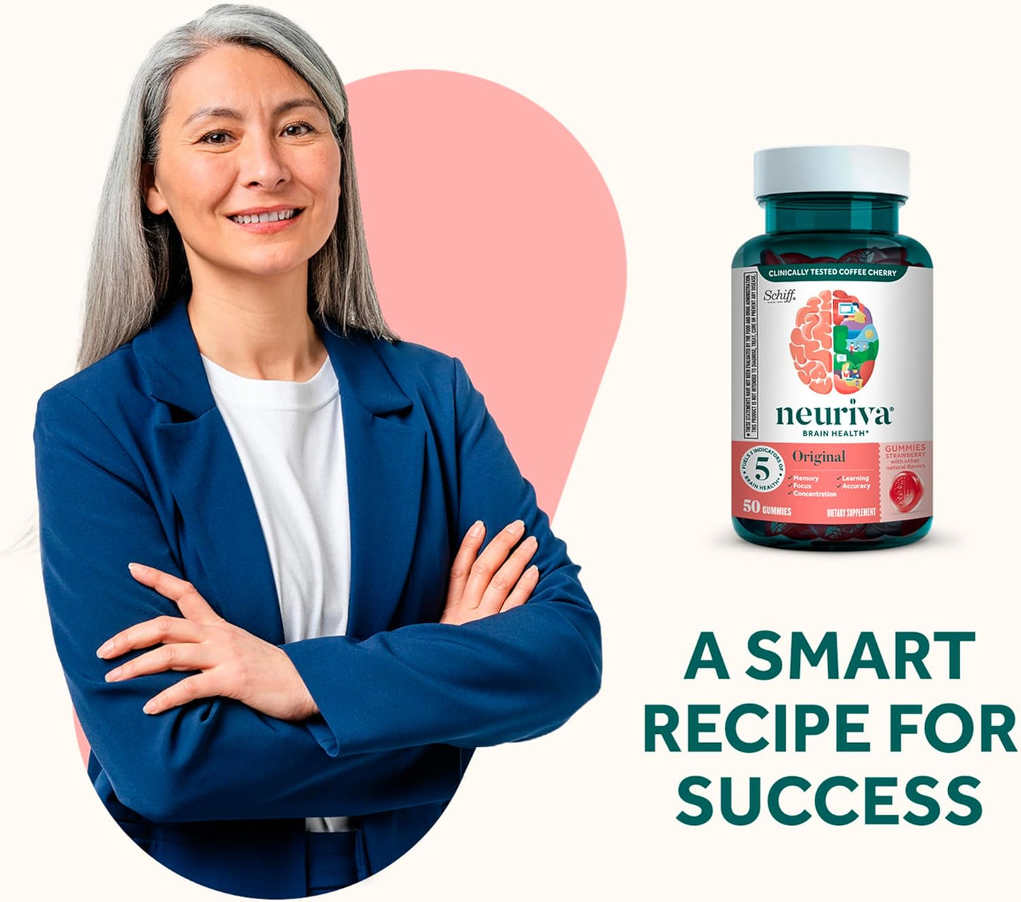 Neuriva Neuriva Brain Performance - Original Gummies 12/50 Ct., Strawberry, 50 Count