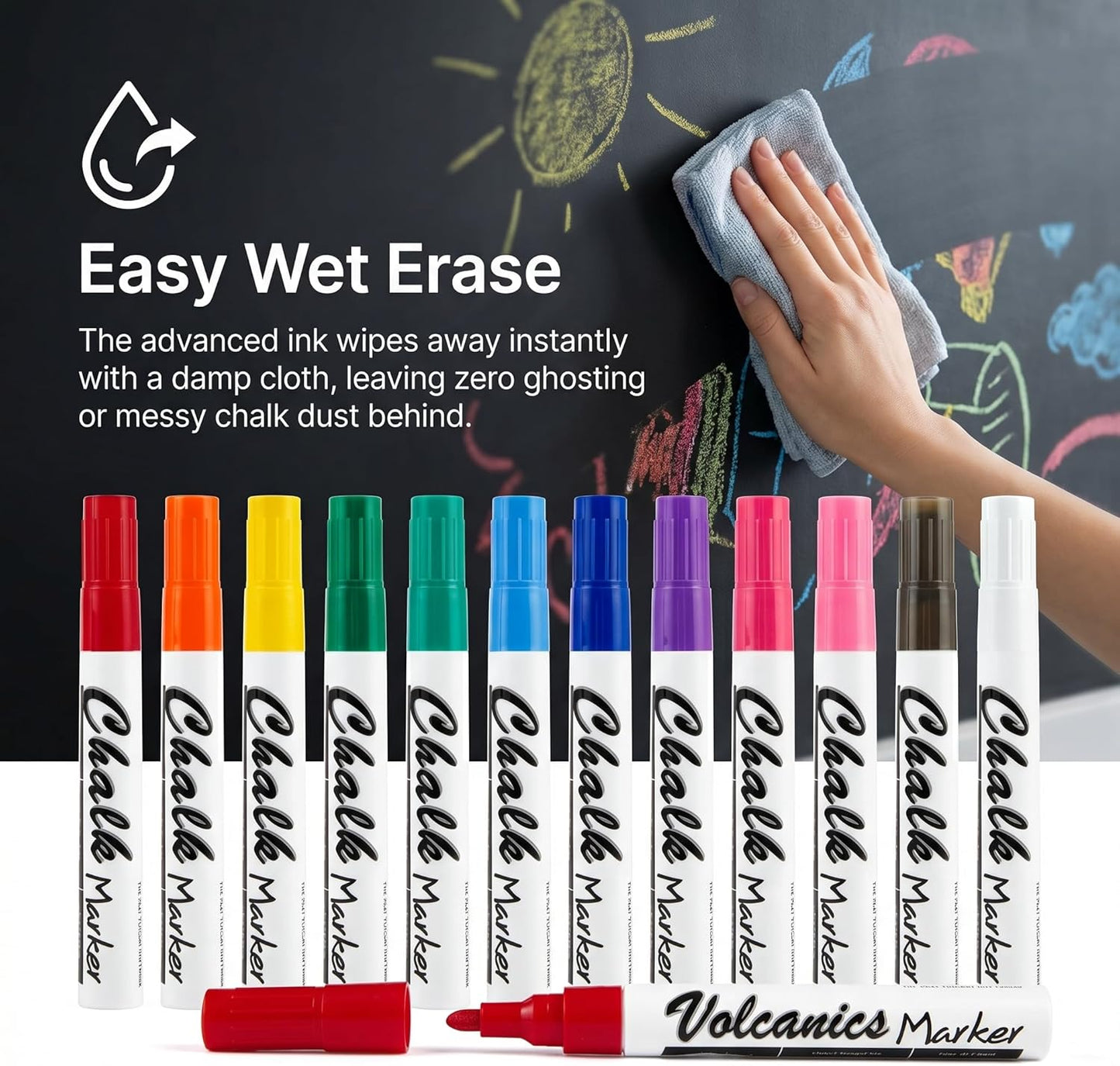 Dry Erase Markers Low Odor Fine Whiteboard Markers Thin Box of 12，10 Colors