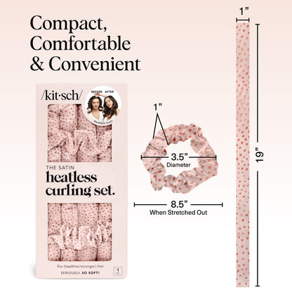 Kitsch Satin Heatless Lockenwickler Set – Hitzefreie Locken über Nacht mit 34" Haarwickler & 2 Satin Scrunchies – Bequeme Haarwickler zum Schlafen für frizzfreies, hitzefreies Styling – Sunset Tie Dye