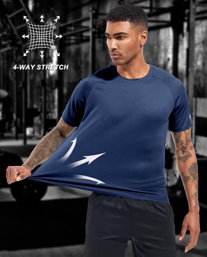 Boyzn 1er, 3er, 5er oder 7er Pack Herren-Trainings-Laufshirts, Dry Fit feuchtigkeitsableitendes T-Shirt, Gym Sport Kurzarm-T-Shirts