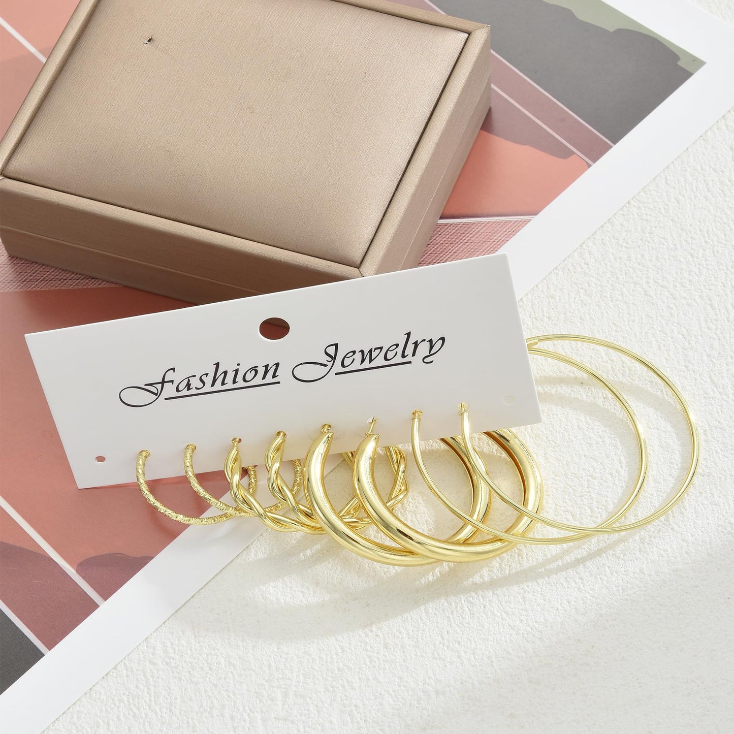 42 Paar goldene Creolen für Damen, Modisches klobiges Perlenohrring-Multipack, gedrehter Statement-Ohrring-Pack, hypoallergene kleine große Creolen für Geburtstagsfeiern (Gold-42 Paare)