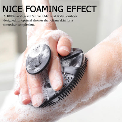 INNERNEED Duschbürste aus weichem Silikon in Lebensmittelqualität, Hand-Körperbürste zur Hautreinigung, sanftes Peeling, gute Schaumbildung (Schwarz)