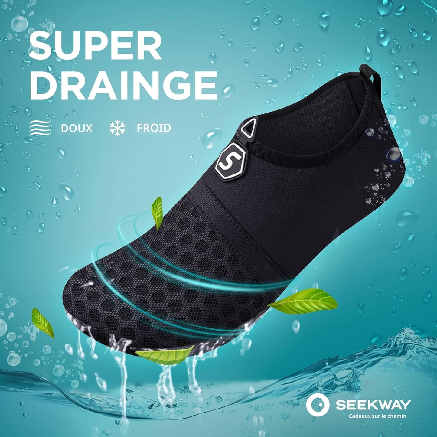SEEKWAY Wasserschuhe Damen Herren Schnelltrocknend Badeschuhe Aquaschuhe Barfuß Rutschfest Schwimmen Pool Outdoor Surfen Fluss See Yoga