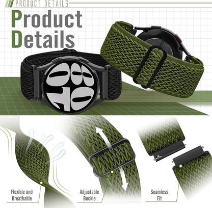 Runostrich Schnellverschluss-Nylon-Uhrenarmband - Breitenwahl - 18mm, 19mm, 20mm, 22mm, 24mm elastische Uhrenarmbänder verstellbares dehnbares Solo Loop Sport Nylon Ersatzarmband für Damen Herren, 3 Stück