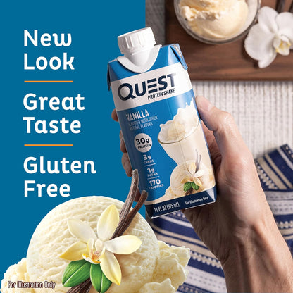 Quest Nutrition Vanilla Protein Shake, High protein, Low Carb, Gluten Free, Keto Friendly, 12Count
