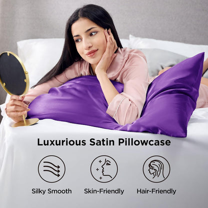 Bedsure Satin-Kissenbezug, Queen-Size, 2er-Pack, Seidenkissenbezügen ähnlich, seidige Kissenhüllen mit Hotelverschluss, Raumdeko, Valentinsgeschenke für Frauen und Männer, Grau, 50x75 cm