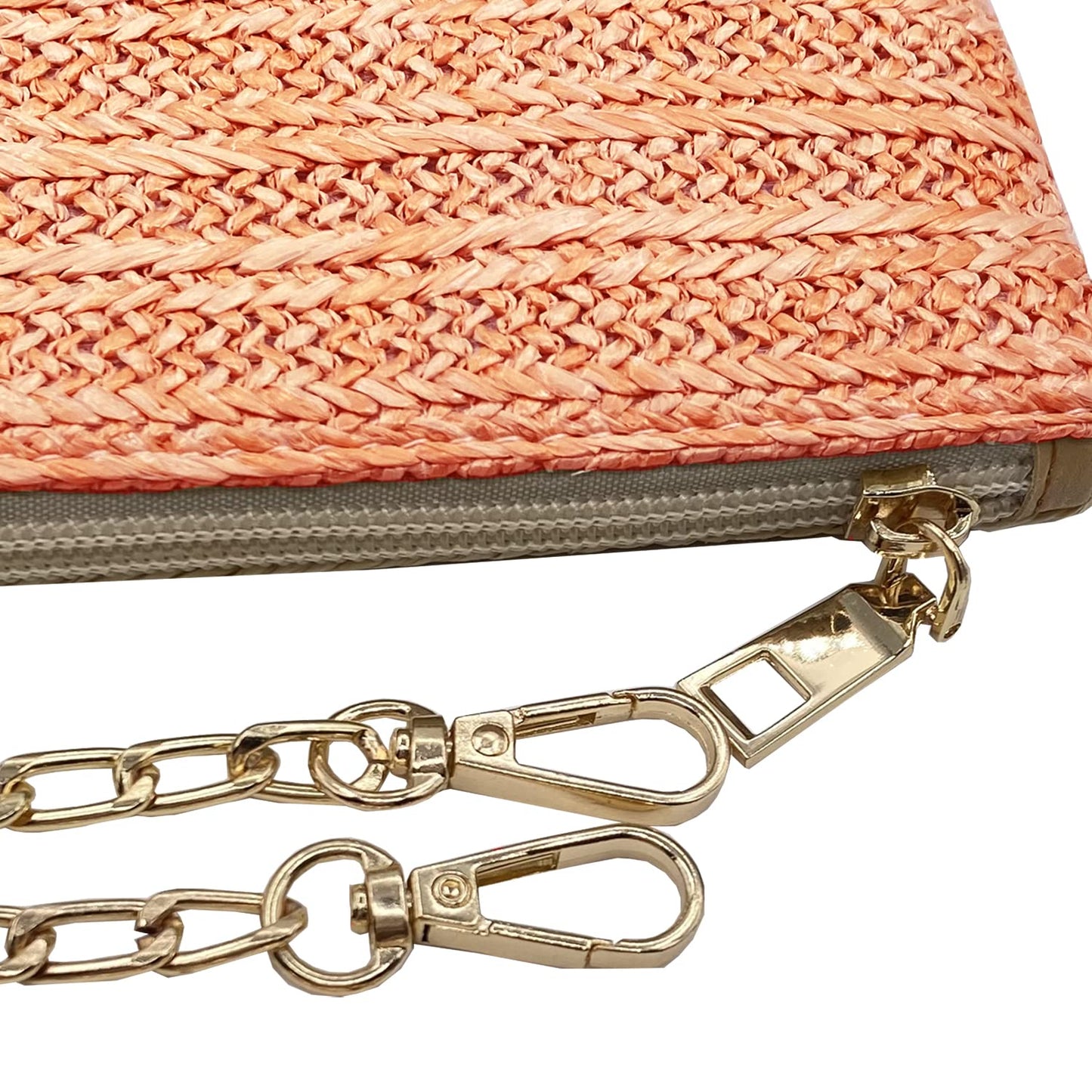Beurlike Strohkupplung Geldbörsen für Frauen Strand Handgelenktasche Kleine Umhängetasche für Mädchen (Natur)