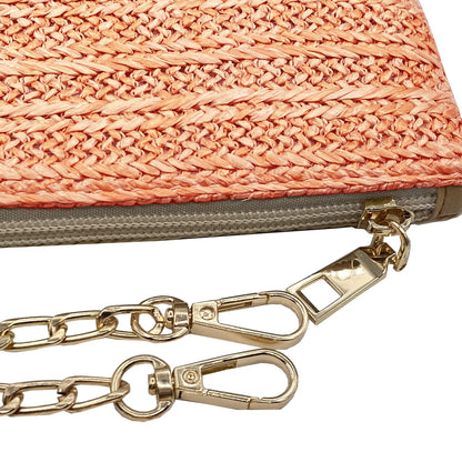 Beurlike Strohkupplung Geldbörsen für Frauen Strand Handgelenktasche Kleine Umhängetasche für Mädchen (Natur)
