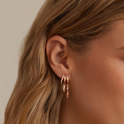 Dangle Earrings for Women,14k Gold Plated Triple Huggie Stud Earrings Cute Statement Chain Earring Dainty Drop Earrings for Women Trendy Gold Plated Jewelry