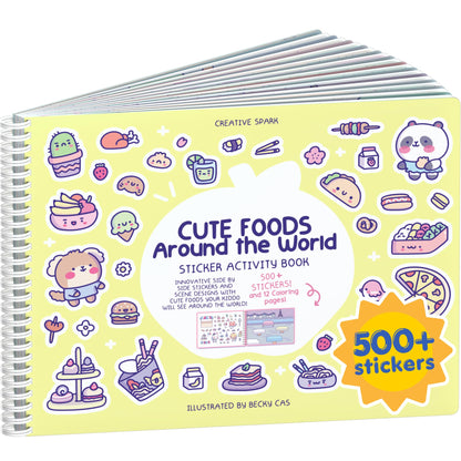 CUPKIN Animals Habitat 500+ Kids Sticker Book Toddler Airplane Travel Activity Coloring and Sticker Book, Road Trip Essentials, 12 Coloring Pages + 12 Scenes for Ages 2–8 Years