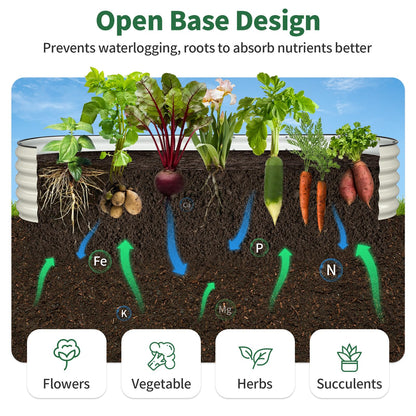 Kesfitt Raised Garden Bed, 5x2x1 FT Galvanized Steel Metal Raised Garden Bed, Oval Open-Bottom Design, 12-Inch Deep for Outdoor Vegetable & Herb Gardening, Fruit Green