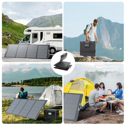 100W Portable Solar Panel, 23.5% High Efficiency ETFE Foldable Solar Charger for Power Station Generator, IP65 Waterproof with Kickstands, 18V Output for RV Camping Van Off-Grid Outdoor