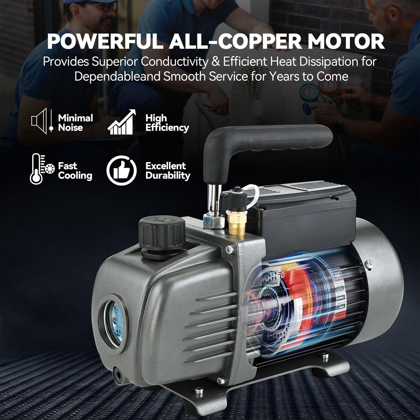 XtremepowerUS 3CFM 1/4HP Vacuum Pump HVAC R134a, R12, R22, R410a, A/C Refrigeration R134 Can Tap Adapter, R134 Quick Connector AC Manifold Gauge Air Conditioner Oil Bottle w/Bag