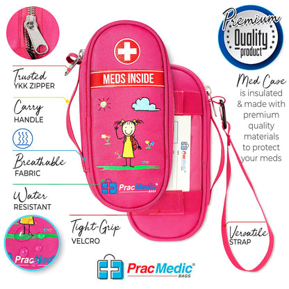 PracMedic Bags Epipen Case - Epi pens Carrying Case- Medical Case for Kids - Insulated to hold Inhaler, Epi Pen, Auvi Q, Epinephrine, Allergies Medication - Medicine Bag for Traveling (Blue)
