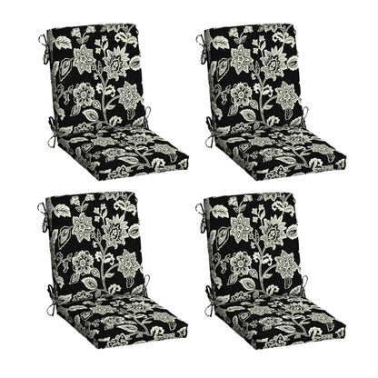 Arden 2-Pack Outdoor Patio Dining Chair Cushion, 20x44, Rain-Proof Seat Pad, Fade-Resistant Outdoor Cushion Black Cabana Stripe