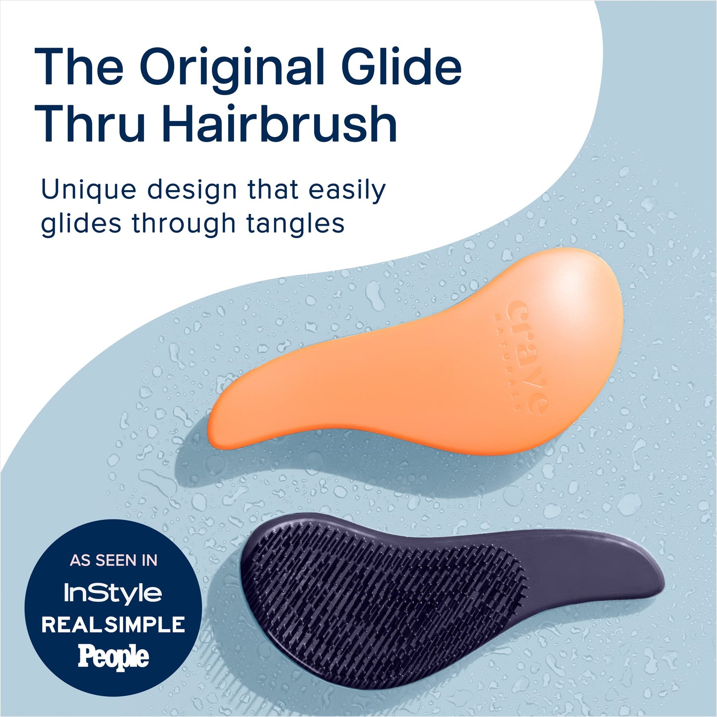 Crave Naturals Glide Thru Entwirrbürste für Erwachsene und Kinder. Entwirrbürste für natürliches, lockiges, glattes, nasses oder trockenes Haar. Haarbürsten für Frauen. Stylingbürste (Blau)