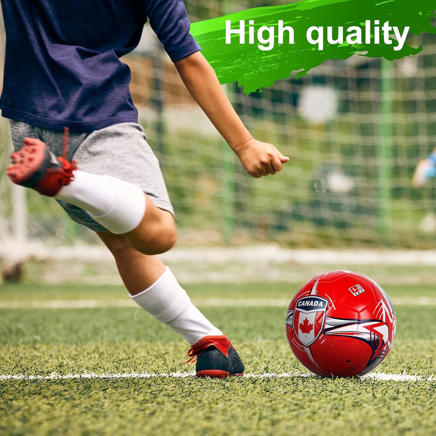 CLASICO Canada National Soccer Ball with Free Carrying Needle, Official Size 5 for Ages 14+