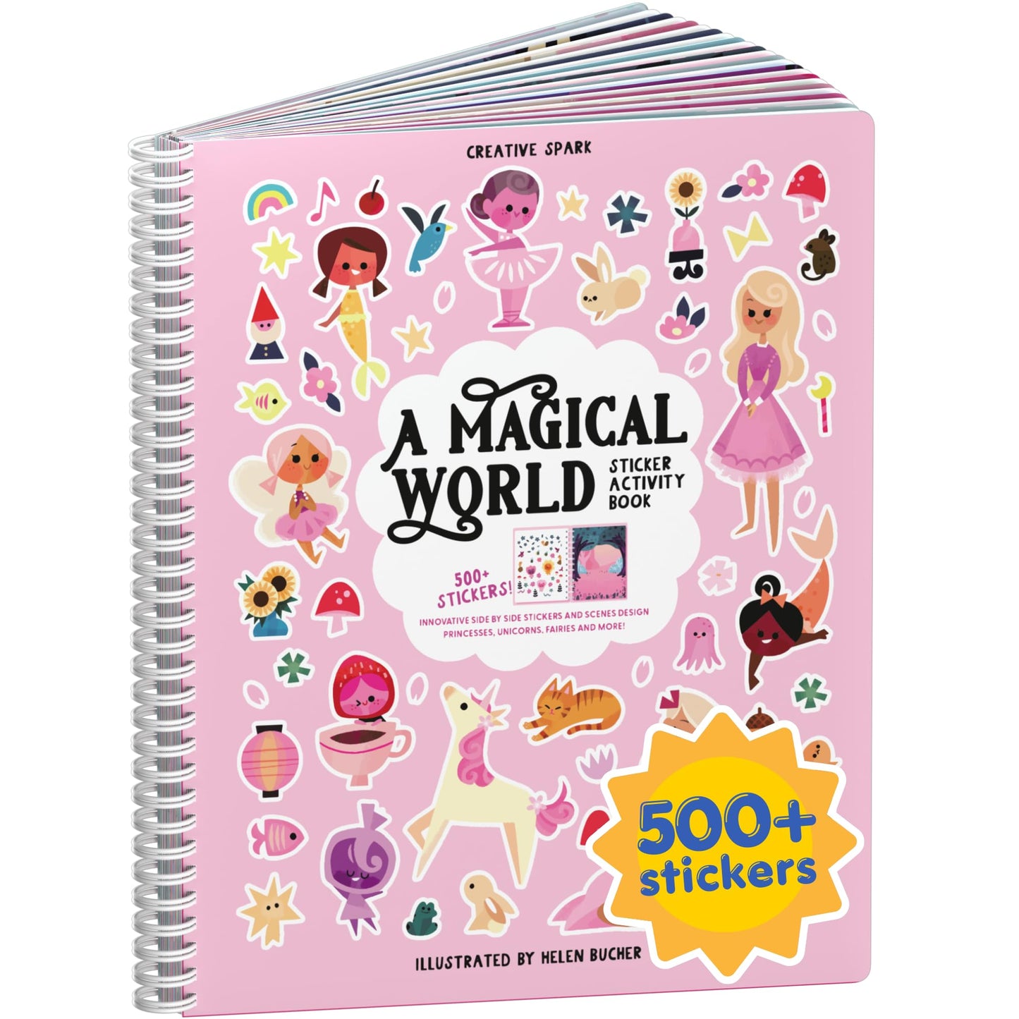 CUPKIN Animals Habitat 500+ Kids Sticker Book Toddler Airplane Travel Activity Coloring and Sticker Book, Road Trip Essentials, 12 Coloring Pages + 12 Scenes for Ages 2–8 Years