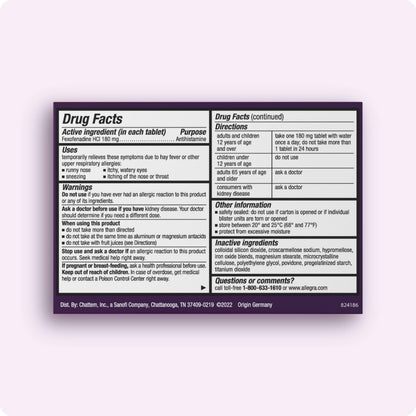 Allegra Adult 24-Hour Allergy Relief Tablets, Non-Drowsy Indoor and Outdoor Allergy Medicine, 180 mg Fexofenadine HCI Antihistamine Pill, 45-Count,(Pack of 2)