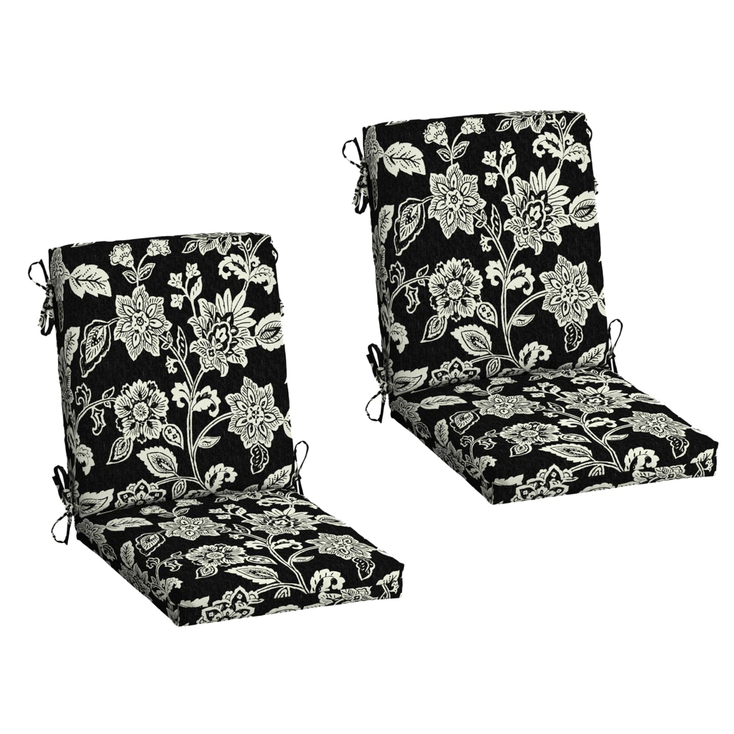 Arden 2-Pack Outdoor Patio Dining Chair Cushion, 20x44, Rain-Proof Seat Pad, Fade-Resistant Outdoor Cushion Black Cabana Stripe