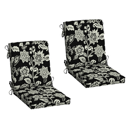 Arden 2-Pack Outdoor Patio Dining Chair Cushion, 20x44, Rain-Proof Seat Pad, Fade-Resistant Outdoor Cushion Black Cabana Stripe