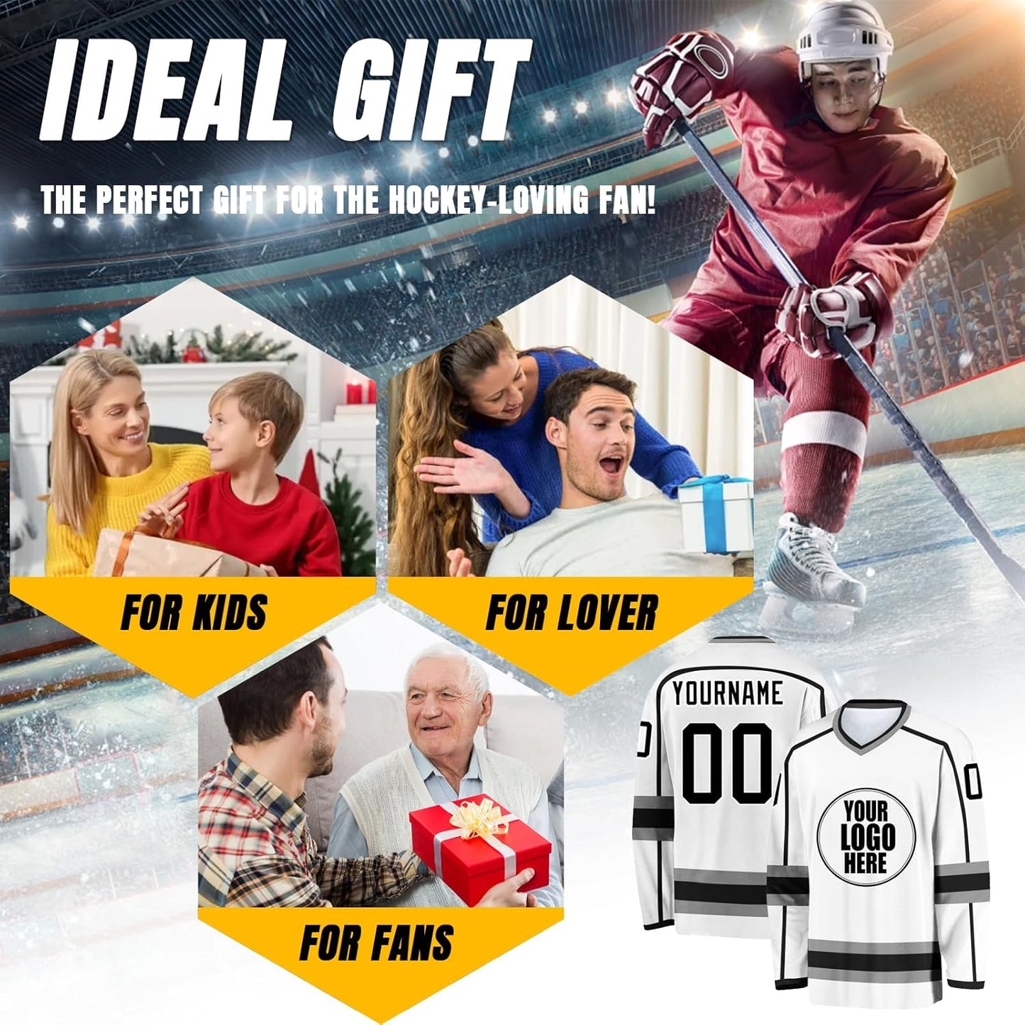 Individuelles Hockeytrikot für Herren/Damen/Kinder/Jugendliche, personalisierbar mit Name/Nummer/Logo, Übergröße Hockey-Shirt
