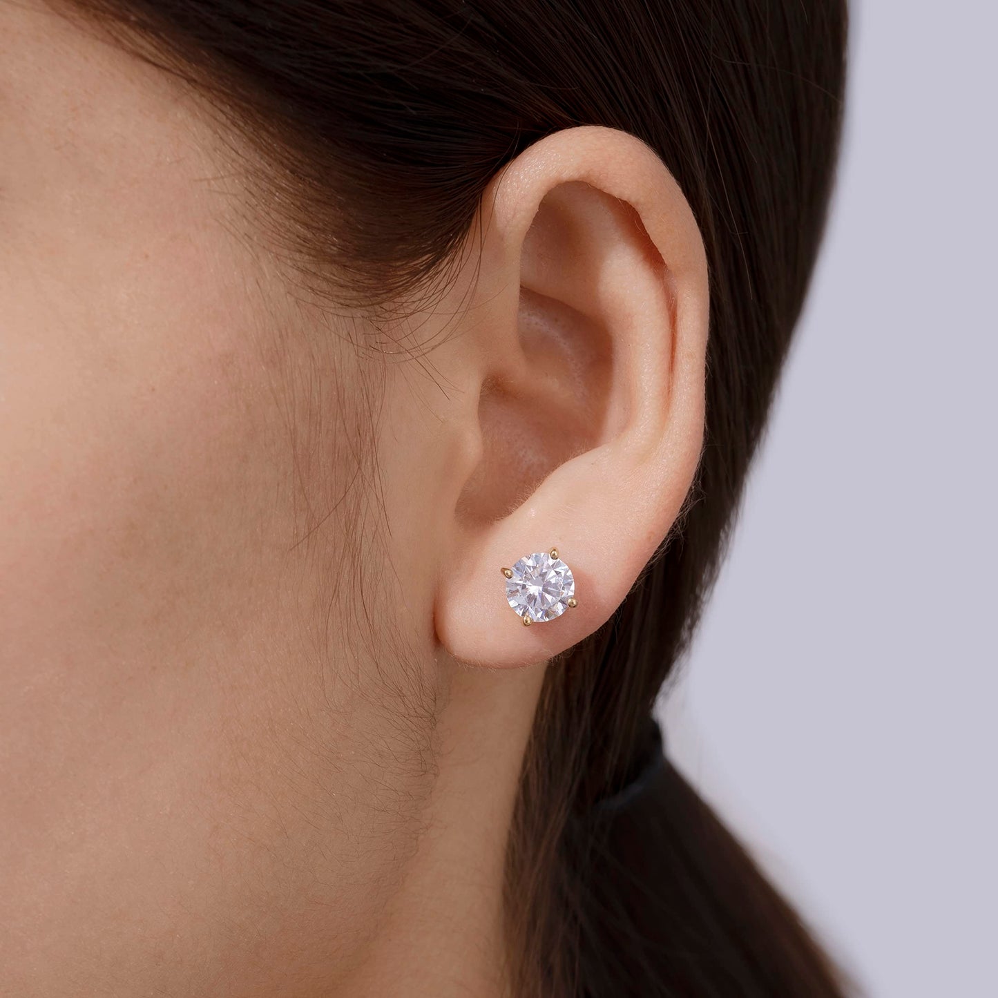 Amazon Essentials Yellow Gold Plated, Platinum or Rose Gold Plated Sterling Silver Infinite Elements Cubic Zirconia Stud Earrings | White, Blue, Green, or Pink Cubic Zirconia