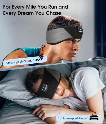MUSICOZY Bluetooth 5.4 Schlaf-Kopfhörer-Stirnband, kabellose Schlaf-Kopfhörer-Schlafmaske Ohrhörer IPX6 wasserdicht für Seitenschläfer, Training, Laufen, Schlaflosigkeit, Reisen, Yoga, coole Tech-Gadgets, einzigartiges Geschenk