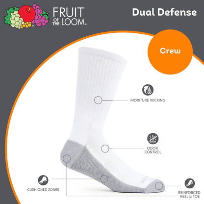 Fruit of the Loom Herren Dual Defense Crew Socken 12 PaarFreizeitsocken