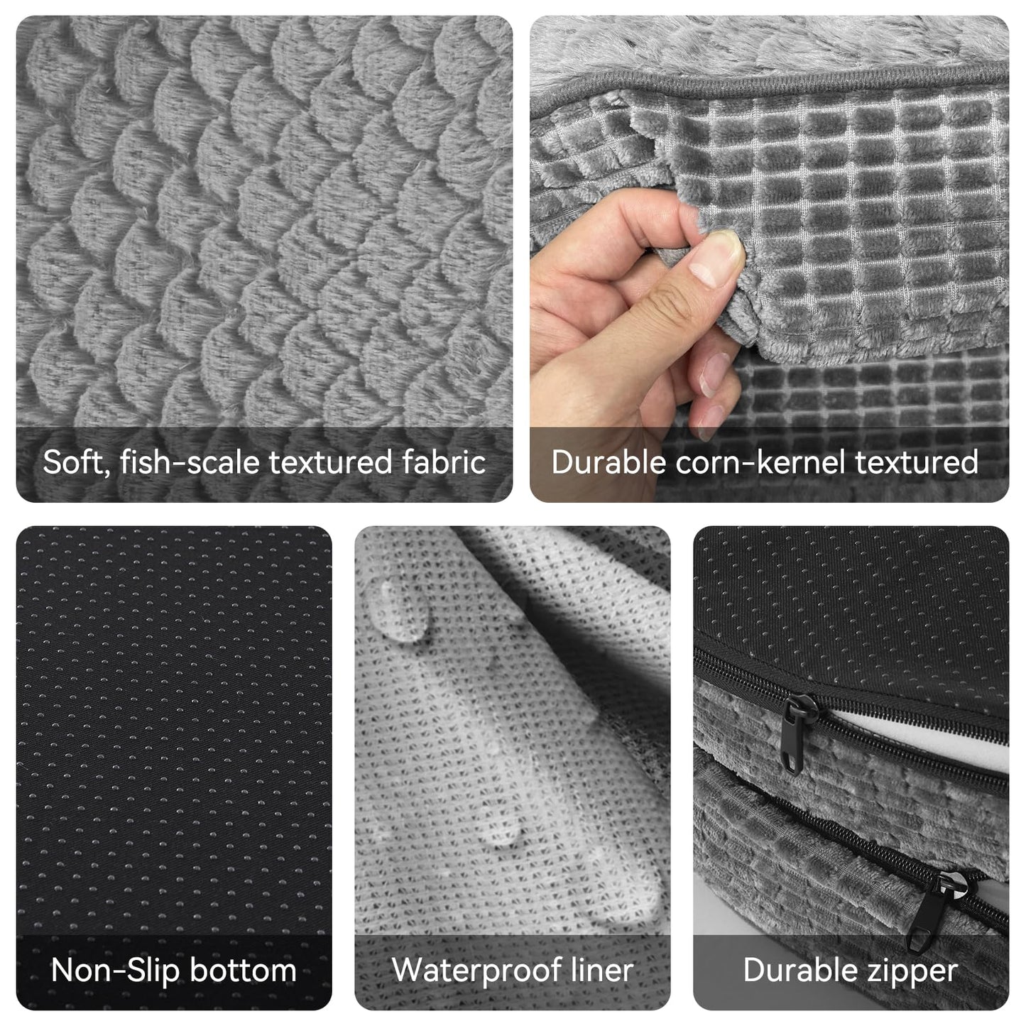 JOEJOY Orthopedic Dog Beds Large Sized Dog, XL Egg-Crate Memory Foam Pet Couch Bed with Bolster Sides, Waterproof Lining, Removable Washable Cover & Non-Slip Bottom, Brown