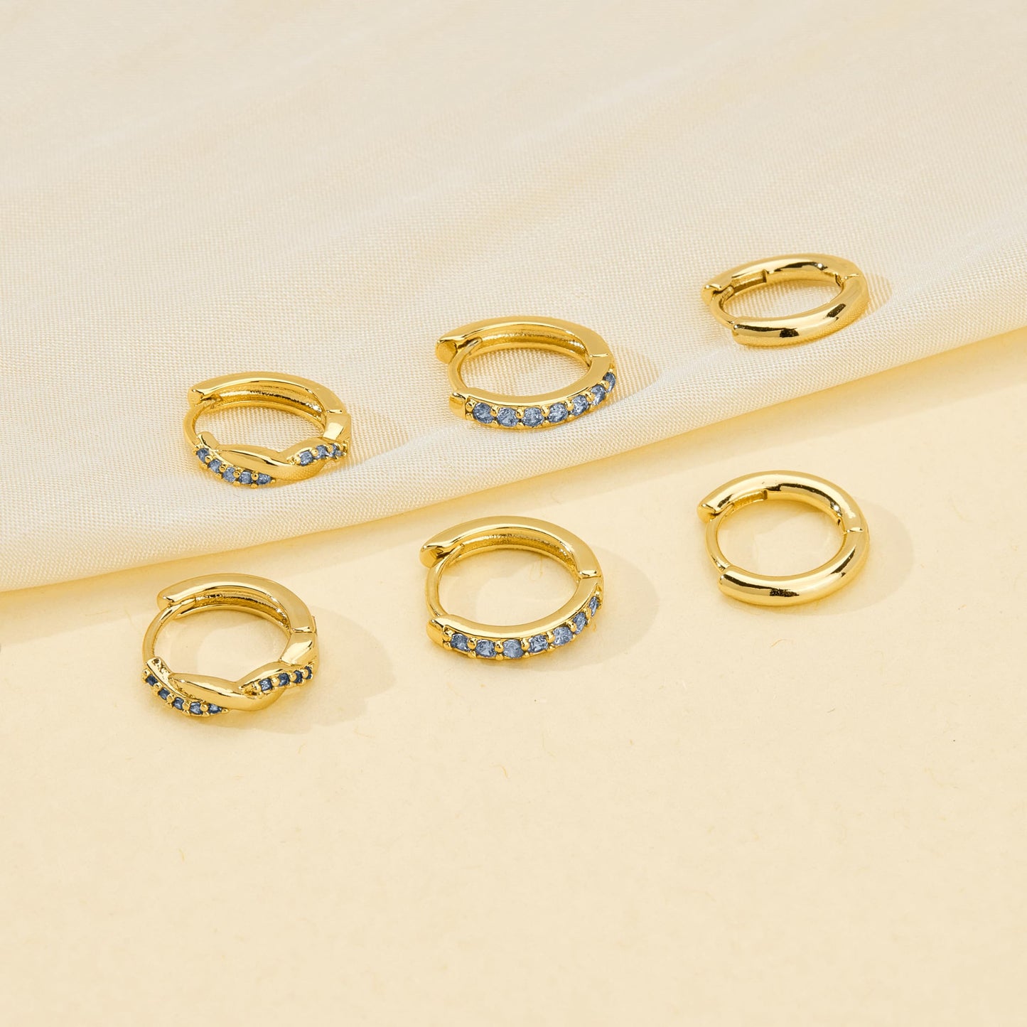 Inerney 14K Gold Plated Huggie Hoop Earrings for Women, Small Sterling Silver Earring Set Hypoallergenic Cartilage Helix Stacks, Mini Dainty Cute Trendy Birthstone Jewelry Gift for Multiple Piercings
