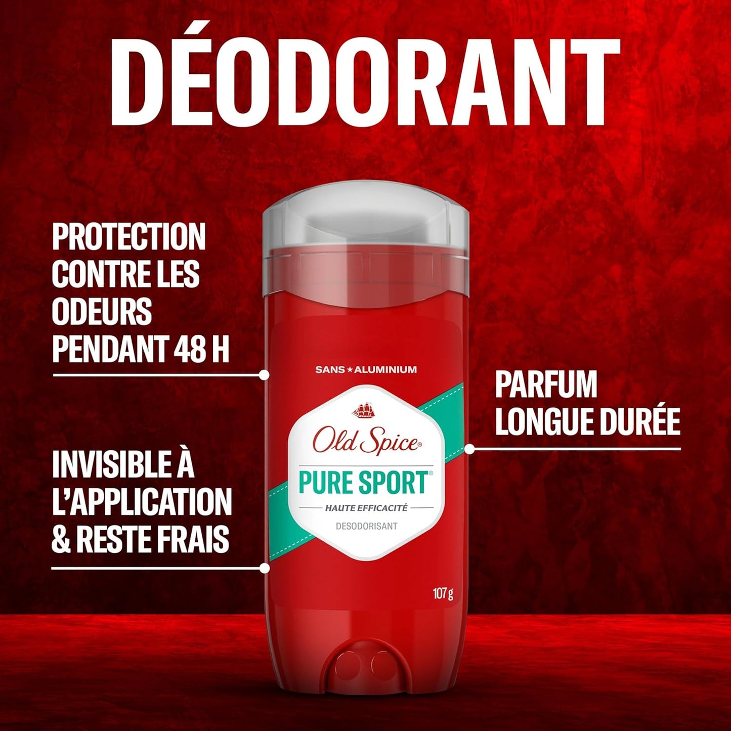 Old Spice High Endurance Deodorant für Herren, Aluminiumfrei, Pure Sport Duft, 107 g